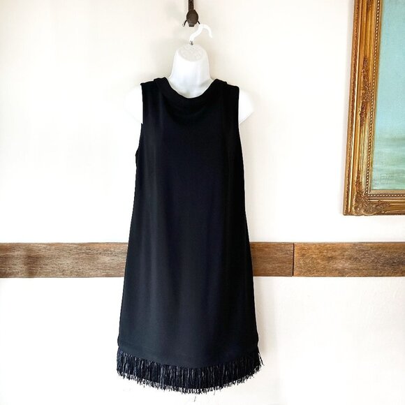 Joseph Ribkoff Black Dress Removable Fringe Bottom Size 10‎ 154007 - Picture 1 of 11
